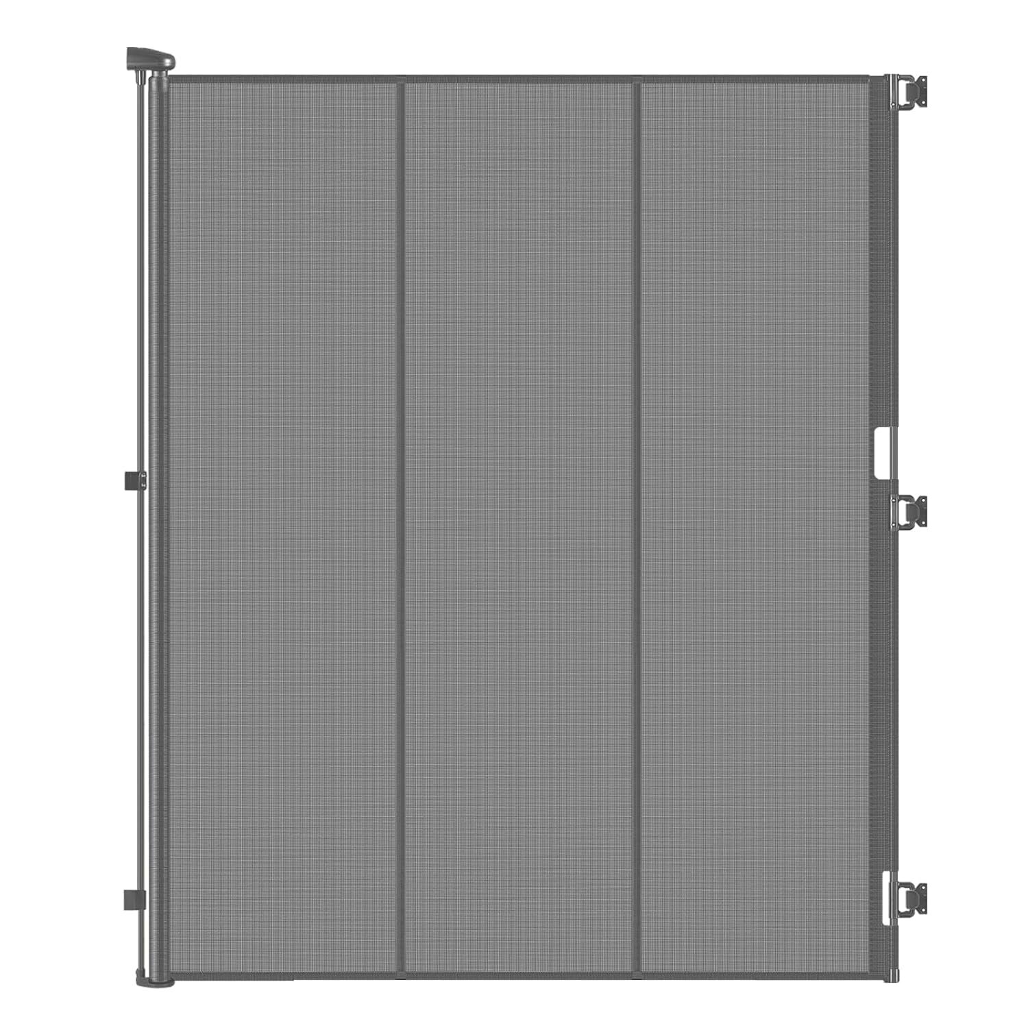 Reinforced 72″ Extra Tall Baby Gate for Doorway, Jump-Resistant & Prevent Crawling Underneath Retractable Dog Gate Indoor, Fits 0-55″ Width Retractable Cat Gate, No Bottom Bar Safety Mesh Pet Gate