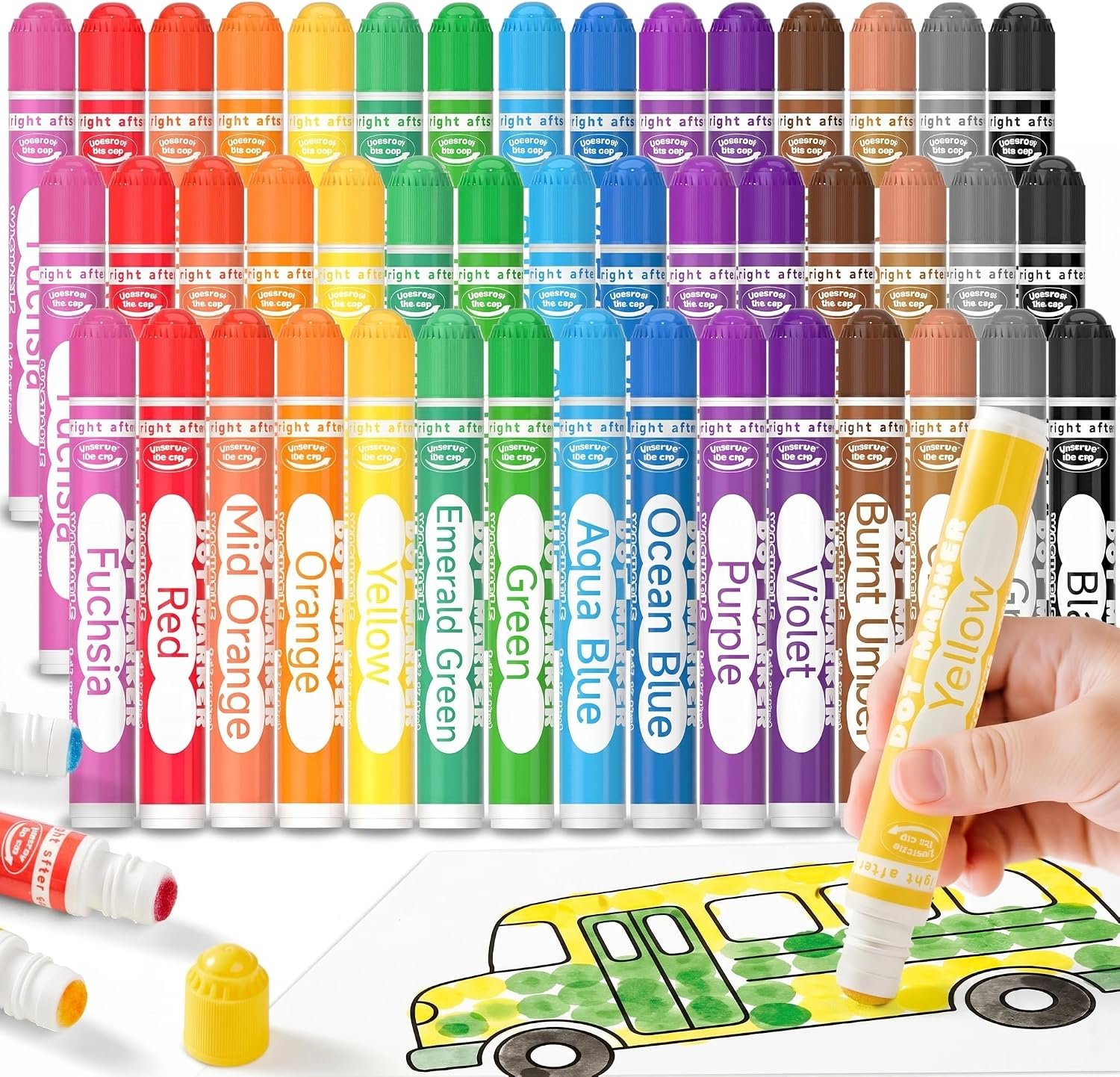 Shuttle Art 45 Pack Dot Markers, 15 Colors x 3 Sets Washable Bingo Daubers for Kids & Toddlers, Non-Toxic Water-Based Art Supplies for Preschoolers and Classroom