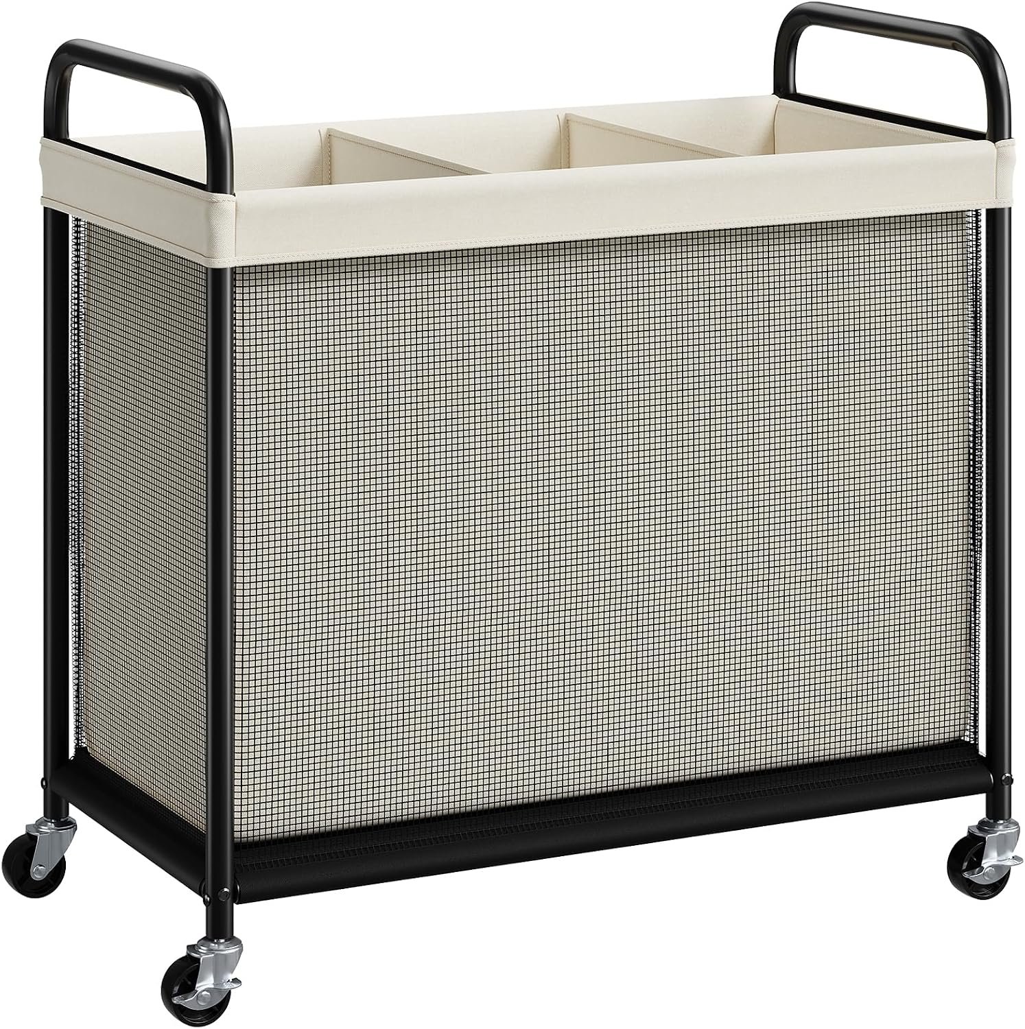 ELYKEN Laundry Hamper 3 Section, 120L Rolling Laundry Sorter with Wheels
