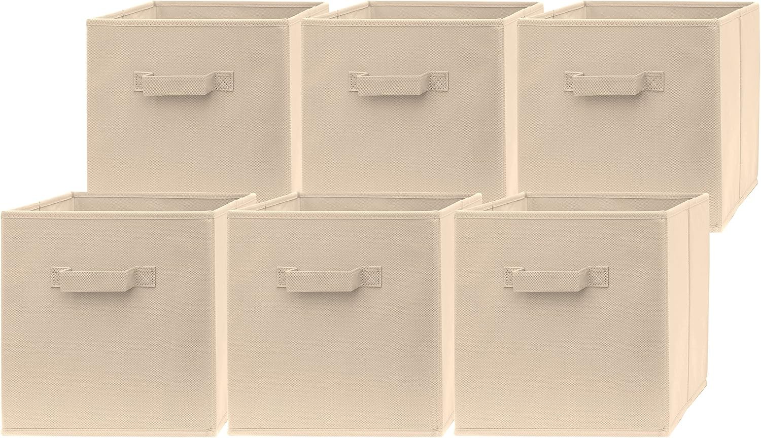 13 Inch Cube Storage Bins – 6 Pack – Large, Dual Handles, Foldable | 13×13 Fabric Bins for Organizing Closet, Clothes and Toys