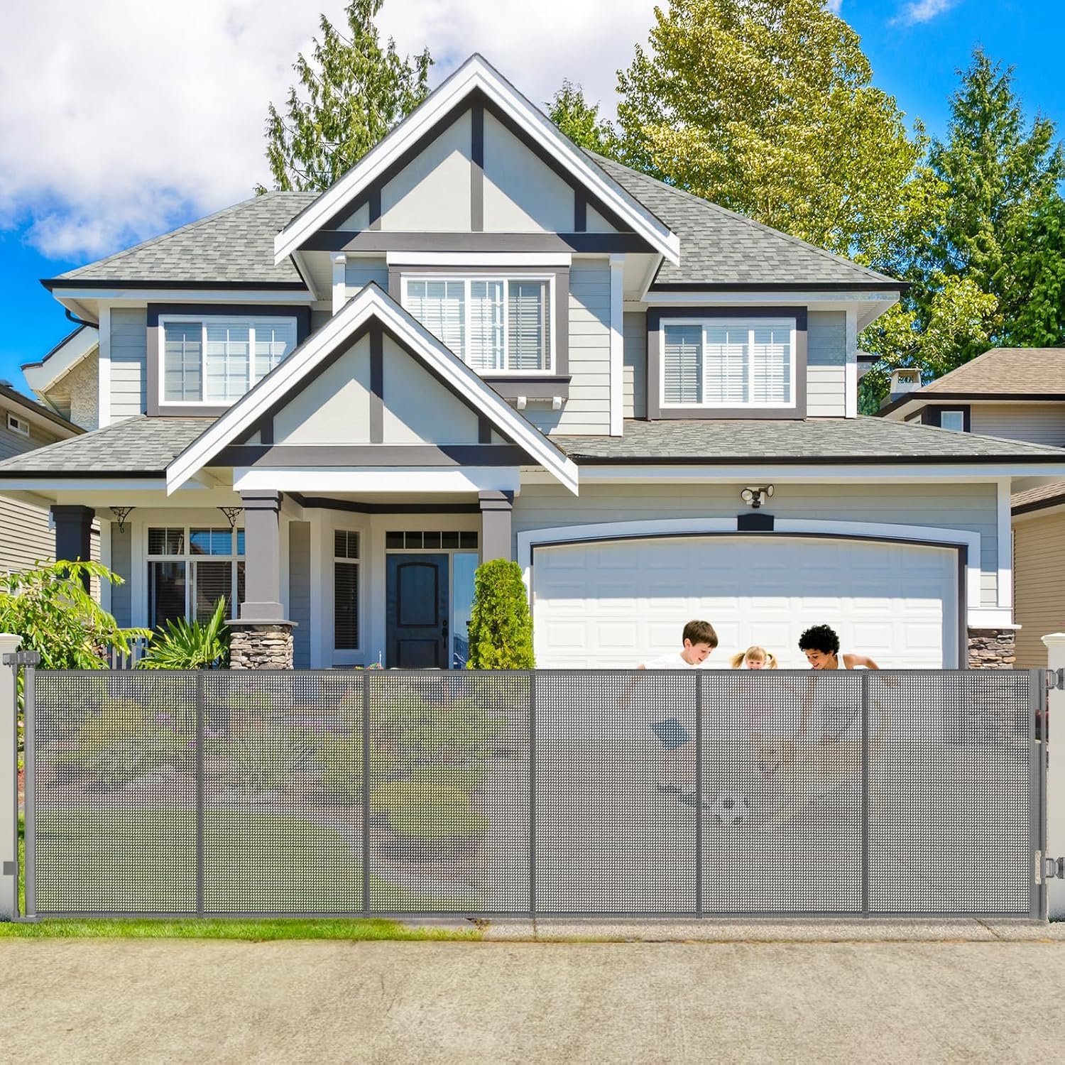 250″ Extra Wide Retractable Baby Gates Outdoor Retractable Fence for Garage