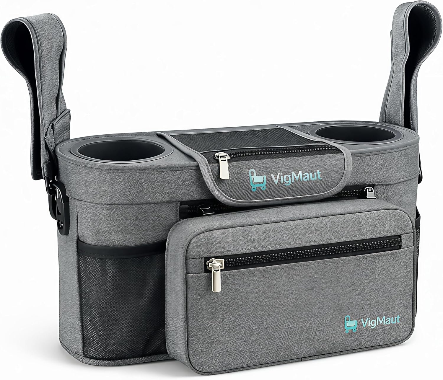 Stroller Caddy with Cup Holder – Universal Waterproof Stroller Organizer with Cup Holder for Instant Access & Hands-Free Convenience, Ideal for Travel, Daily Walks & Car Use, for Busy Parents.