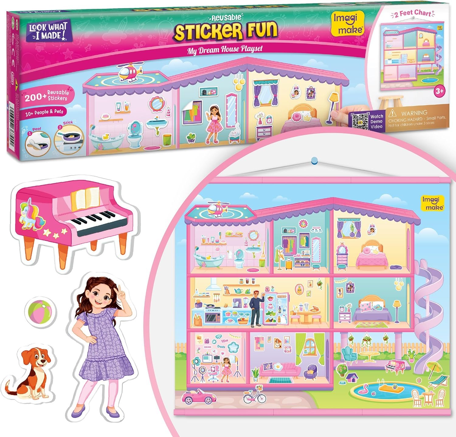Imagimake Sticker Fun – My Dream House Playset, 200+ Reusable Stickers