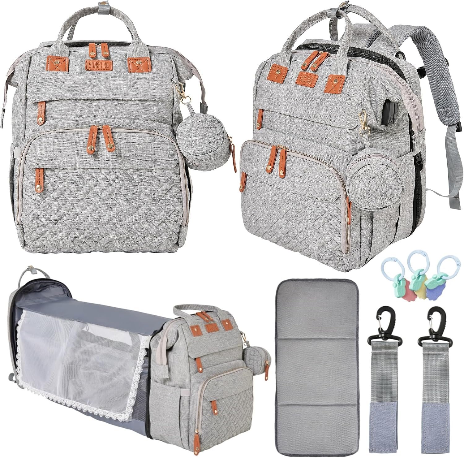 ORIAN Diaper Bag Backpack with Changing Station, Waterproof, Unisex