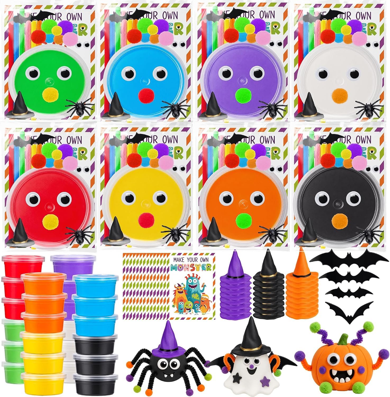 24 Packs Halloween Crafts for Kids DIY Monster Air Dry Clay Kit