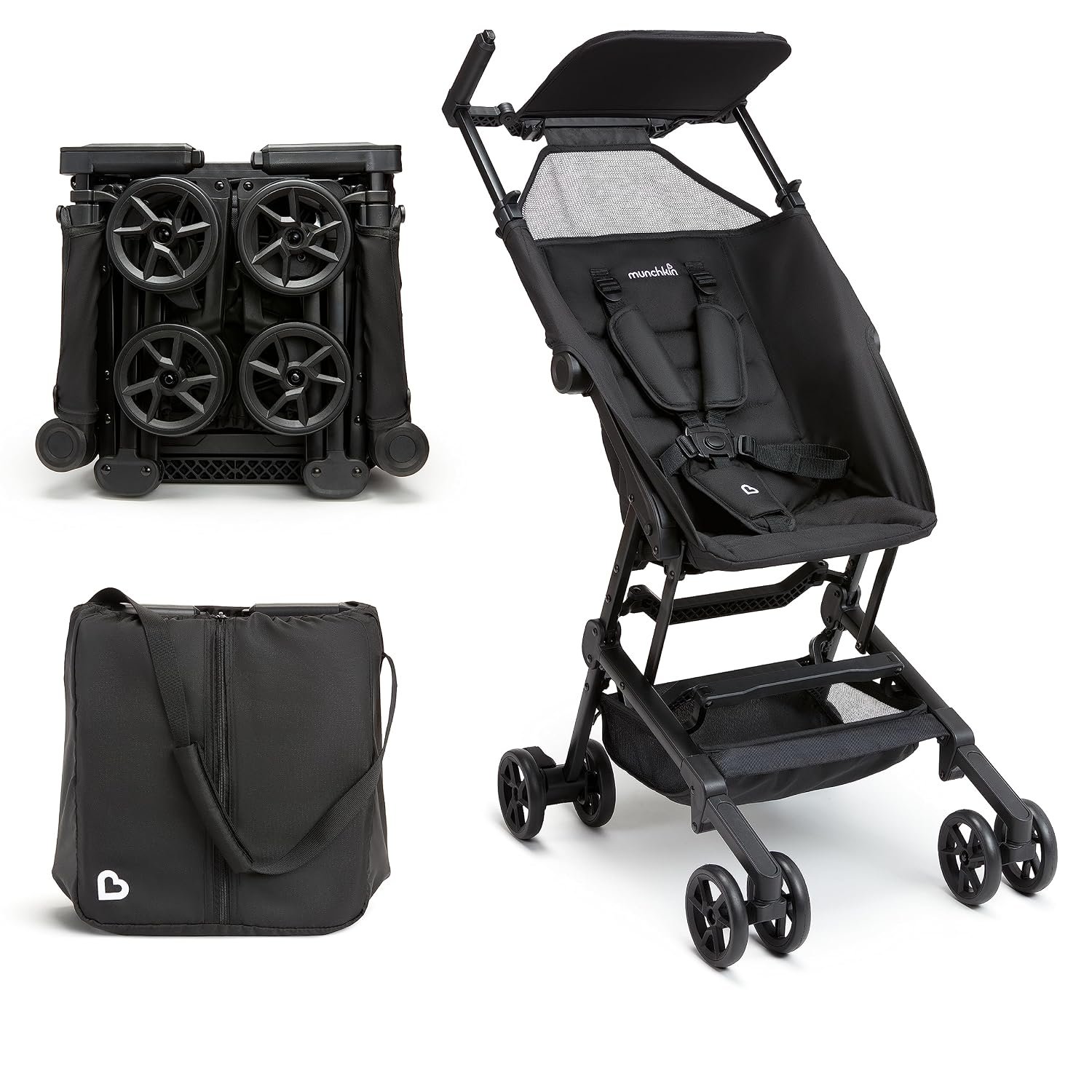 Munchkin Sparrow Lightweight Travel Stroller for Airplane, Black