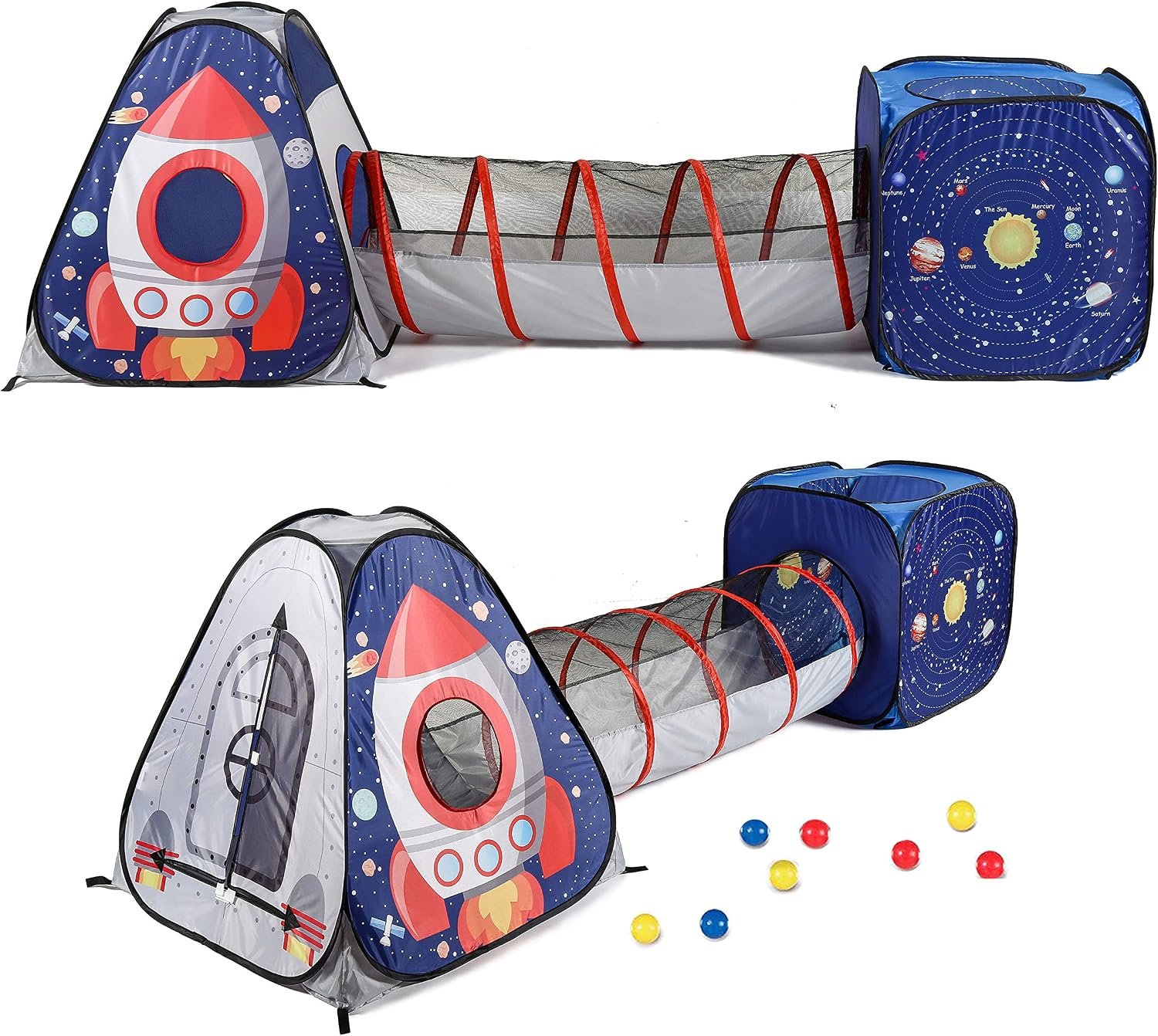 UTEX 3 in 1 Space Astronaut Pop Up Play Tents with Tunnel for Kids