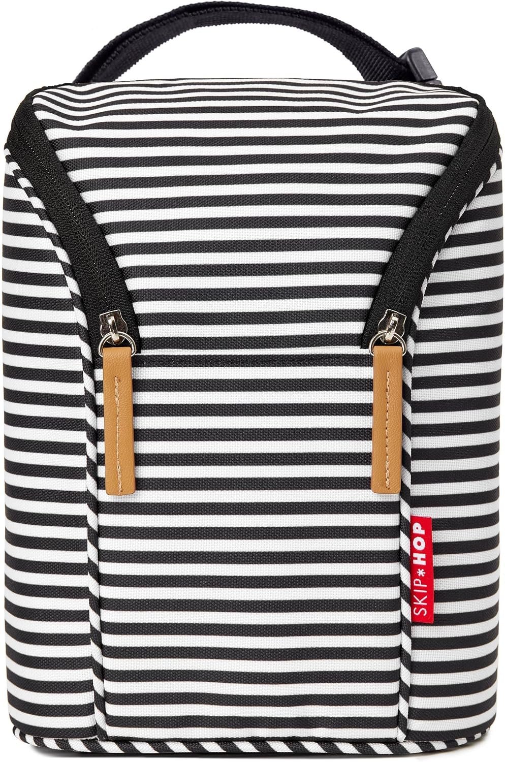 Skip Hop Insulated Breastmilk Cooler and Double Baby Bottle Bag, Black & White Stripe