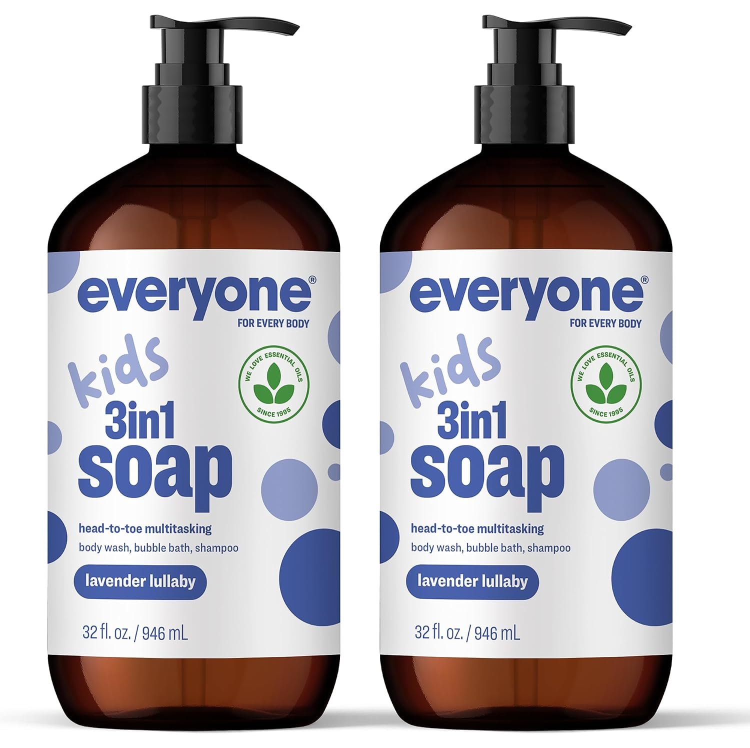 Everyone 3-in-1 Kids Soap, Lavender Bubble Bath & Shampoo, 32 oz 2-Pack