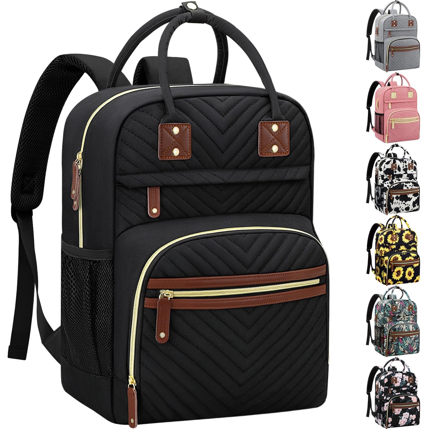 Tenot Diaper Bag Backpack for Women with Insulated Pockets Black