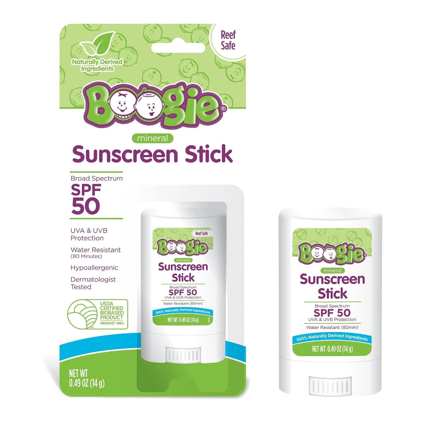 Boogie Mineral Sunscreen Stick SPF 50 Sunscreen for Kids – 0.49 oz