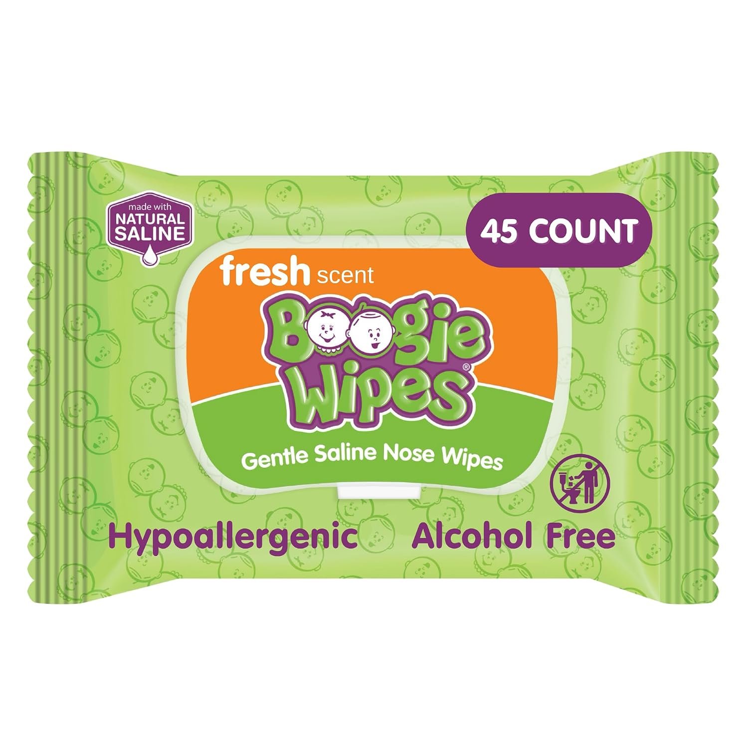 Boogie Saline Nose Wipes Fresh Scent – 45 Count